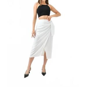 NEW TUEBA tie front slit midi skirt in white